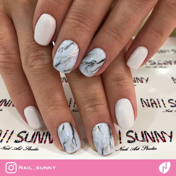 Gray Marble Nails